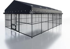 10x15x6 FT Dog Kennel, Outdoor Dog House with Roof All Weather Resistant Large Dog Enclosure Cage with Triple Locks, Heavy Duty Metal Dog Pens Outside (118" W x 179" D x 78" H)