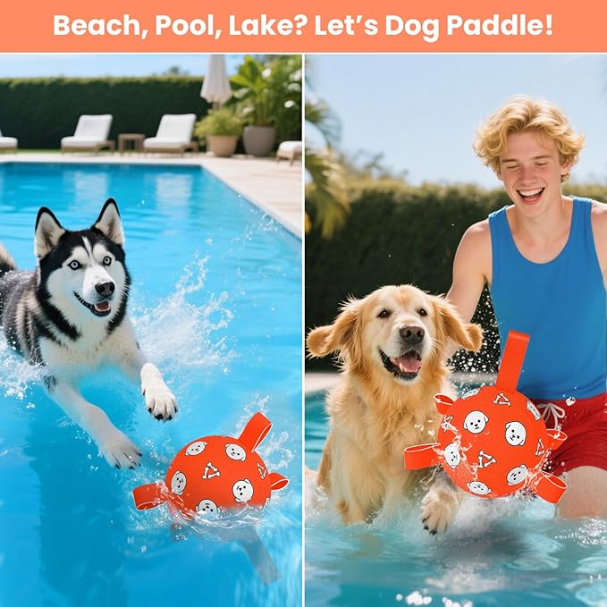 Dog Soccer Ball, Durable Dog Soccer Ball with Straps, Outdoor Puppy Toys for Small Medium Dogs, 6 Inch