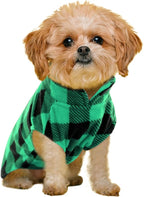 KAMA BRIDAL Spring Autumn Winter Coat Pullover Fleece Vest for Cats Small and Medium Dogs Thin Sweater Green & Black Plaid (Green, XXS)