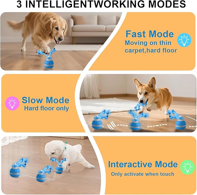 Interactive Dog Toys, Motion Activate Rolling Ball for Small Medium Large Dogs, Automatic Moving Toy, Interactive Dog Ball Stimulation Toy for Boredom Relief