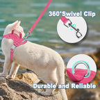 Cat Harness and Leash Set Escape Proof for Kitten Walking, Soft Adjustable Top Handle Vest Harnesses for Cats, Easy Control Breathable Reflective Small Medium Large, Pink, M