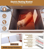 GUTINNEEN Heated Dog House Outdoor with Electric Heating Pad, Insulated Wooden Dog Kennel with 360° Rotating Feeding Bowl, Anti-Chewing Metal Frame, Brown