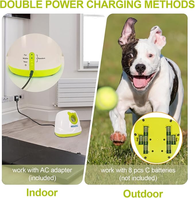 BESTHLS Automatic Dog Ball Launcher Interactive Tennis Ball Thrower Machine for Small Medium Dogs Fetching Distance 10-30ft (White2)