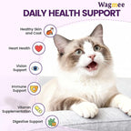Cat Multivitamin with Fish Oil, 500 Crunchy & Creamy Chews - 10 In 1 Vitamins Supports Energy, Bone, Joint, Skin & Coat Health - with Omega 3s, Taurine, Biotin for Cat All Breeds & Ages - Krill Flavor