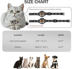 Airtag Cat Collar Breakaway, Reflective Kitten Collar with Apple Air Tag Holder and Bell for Girl Boy Cats, Lightweight Cat Collars for Apple AirTag, Hidden GPS Tracker Holder for Cats, Black (9-13")