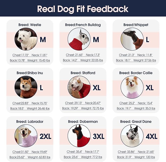 IECOii Girl XXXL Dog Sweater Dress, Girl Dog Sweaters for Extra Large Dogs Turleneck, Beige,XXXLarge, Thermal Warm Knitwear with Leash Hole, Adorable Cable Knit Sweater for Christmas & Thanksgiving