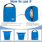 Pet Food Storage Bag,Dog Storage Organizer Bag w/2PCS Collapsible Dog Travel Bowls and Zipper Side Pocket for Home(Blue, Large)