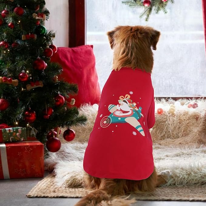 2 Pack Dog Shirt Christmas - Long Sleeve Soft Comfortable Tee, Fall Winter Cozy Undershirt for Sensitive Skin,Cold Weather Layer Under Coats Indoor Lounging, Outdoor Walking, Park Play