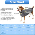 SlowTon Winter Dog Coat, Warm Polar Fleece Lining Doggie Outdoor Jacket with Turtleneck Scarf Reflective Stripe Adjustable Waterproof Windproof Puppy Vest Soft Pet Outfits (S,Grey)
