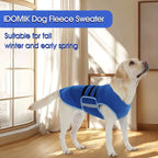IDOMIK Warm Fleece Dog Sweater for Small Dogs,Soft Winter Dog Fleece Jacket Coat for Fall Cold Weather,Adjustable Fleeced Vest with Reflective Strips,Pullover Pet Sweatshirt for Girl Boy Dogs,Blue,S