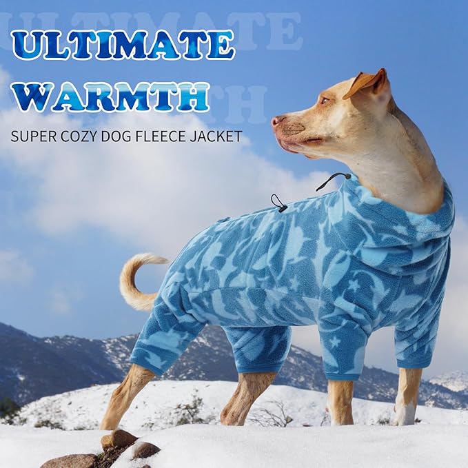 ROZKITCH Dog Shark Fleee Pajamas, Pet Windproof Warm Cold Weather Jacket Vest with Luminous Zipper, Jumpsuit Apparel Outfit Clothes for Small Medium Large Dog Shark S