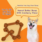 Jungle Calling Rawhide Free Dog Treats, Peanut Butter Bones, 6.5'' Pet Chews for Medium and Large Dogs,Digestible Chewing Snacks,4 Count (Pack of 1)