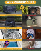 Premium Heated Cat House for Outside Cats, 100% Weatherproof & Windproof Escape Door, Elevated Base, Winter Insulated Feral Stray Outdoor Cat Shelter with Heater
