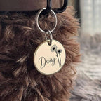 Cats Dogs ID Tags Personalized Engraving Birth Flowers Pattern for Custom Pets Collar Accessories Shiny Brass Copper Medium Round Name Plate