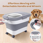 15-23 Lbs Airtight Dog Food Storage Container,Collapsible Dog Food Container with Lid,Wheels,Handle,Large Cat food storage Container with Scoop,Small Food Container for Dog Cat