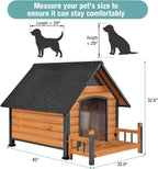 Dog House with Heating Pad, Weatherproof Outdoor Kennel for Large Dogs, Chew-Resistant Iron Frame & Asphalt Roof (Wood, L)