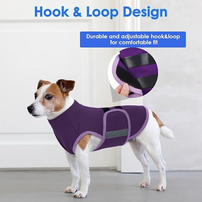 MIGOHI Dog Anxiety Relief Coat,Comfort Anxiety Vest for Dogs,Adjustable Dog Anxiety Calming Wrap for Fireworks,Thunderstorms,Travel, Separation, Anxiety Jacket for Large Dogs,L,Purple