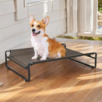 Veehoo Original Outdoor Elevated Dog Bed, Cooling Raised Dog Cot for Medium Dogs, Portable Standing Pet Hammock Platform with Washable Breathable Mesh, No-Slip Feet, Medium, Brown, CWC2201
