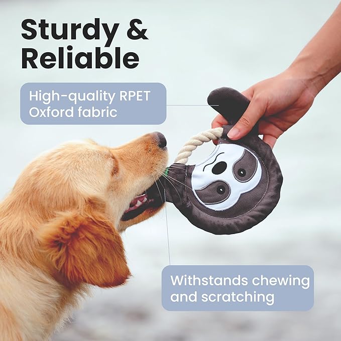 PAWSPIK Flying Disc Tug-of-War Toy, Eco-Friendly Recycled Material, Squeaker Toy for Medium and Large Dogs, for Throwing & Fetching 8.5" Diameter (Fierce Fox)