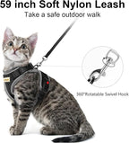 Cat Harness and Leash for Walking, Retractable Cat Harnesses and Leash Set Escape Proof, Breathable Soft Kitten Small Large Harness for Travel Training and Walking, Black, M