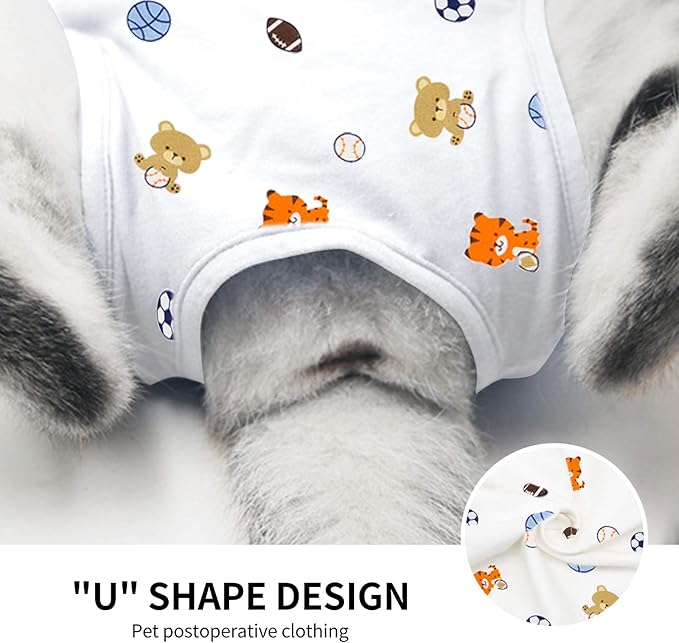 Cat Professional Surgical Recovery Suit,E-Collar Alternative for Cats Dogs,After Surgery Wear, Pajama Suit,Home Indoor Pets Clothing Football M
