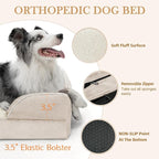 Comfort Expression Orthopedic Dog Bed for Small Dogs 24x16 Inch, Waterproof Supportive Egg Crate Foam Small Pet Bed with Removable Bolsters, Dog Couch with Washable Cover & Non-Slip Bottom, Beige