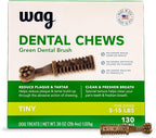 Amazon Brand - Wag Dental Dog Treats to Help Clean Teeth & Freshen Breath Tiny, 2.25 pounds, Unflavored - 130 Count, Pack of 1