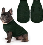 PUPTECK Dog Sweater, Turtleneck Warm Knitted Pullover Coat, Thick Cable Knitwear Clothes in Winter, Pet Apparel Outfits for Small Medium Dogs, for Cold Weather Indoor & Outdoor, Deep Green M