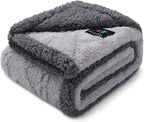 Waterproof Pet Blanket, Liquid Pee Proof Dog Blanket for Sofa Bed Couch, Reversible Sherpa Fleece Furniture Protector Cover for Small Medium Large Dogs Cats, Light Grey King Size（90" x 82"）
