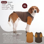2 Pack Dog Shirt for Medium Dogs - Soft Breathable Summer Cool Tee, Lightweight Comfortable Dogs Clothes for Sensitive Skin Jack Russell, Shihtzu, Indoor Lounging, Walking, Park Play, Brown