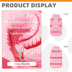 KOOLTAIL Cable Knit Dog Sweater Turtleneck, Cold Weather Pullover Classic Knitwear, Snowflake Pattern Thick Warm Winter Pet Clothes,Dog Christmas Sweater for Small Medium Large Dogs,Pink Heart L