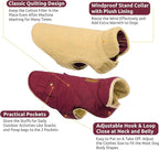 Queenmore Dog Winter Coat Warm Puffer Jacket Waterproof Plush Lining Thermal Cold Weather Vest for Small Medium Large Dogs, Windproof Easy On Pet Jacket Burgundy XL