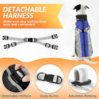 SlowTon Dog Jacket with Harness Built in - Waterproof Fleece Winter Warm Dog Coats for Small Medium Dogs, Reflective Adjustable Furry Puppy Vest Clothes for Outdoor Walking (Blue,XL)