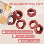 Dog Treats Duck Wrapped Sweet Potato Donuts Rings, Healthy Low Fat Dog Jerky Chews, High Protein Training Treats Snacks for Small Medium Large Breed, 10.6 oz