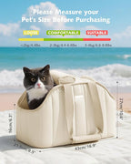 Pecute Dog Purse Carrier, Dog Carriers for Small Dogs with Cotton Soft Sided, Cat Carrier with Large Pockets, Comfortable Pet Carrier for Rabbit, Suitable for Travel, Subway, Veterinary, White