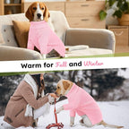 Queenmore Dog Sweaters for Large Dogs, Plaid Large Dog Sweater, Turtleneck Pet KintSweater with Check Pattern, Long Sleeve Holiday Pet Knitwear, Pink L