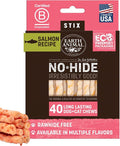 Earth Animal No Hide Stix - Long Lasting Rawhide Free Small Dog Chews Sticks, Salmon - 40 Count Extra Value Pack
