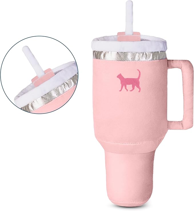 Kitty Cup Catnip Toy - Christmas & Birthday Cat Gift Toy with Catnip & Crinkle, Funny Stocking Stuffer for Girl Indoor Kitten (Pink Peach Dust)