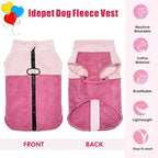 Idepet Dog Fleece Vest Sweater Zip Up Warm Pullover Dogs Jacket with D-Ring Leash Winter Cold Weater Coat Pet Sweatershirt Clothes Hoodie for Small Medium Dogs Boy Girl (Pink/Rose Red, S)