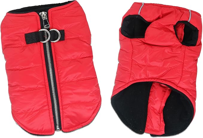 Puppy Winter Coat - Waterproof Dog Jacket for Small Dogs, Lightweight Insulated Bomber Jacket - Red