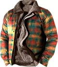 LOAIHA Men's Western Aztec Vintage Print Sherpa Fleece Lined Jackets Casual Zipper Winter Warm Jacket Coats