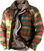 LOAIHA Men's Western Aztec Vintage Print Sherpa Fleece Lined Jackets Casual Zipper Winter Warm Jacket Coats