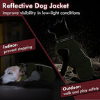 Dog Coat for Large Dogs Waterproof Winter Jacket with Harness Built-in Reflective Adjustable Hook&Loop Snowsuit for Dogs Bulldog Pitbull, XL Green