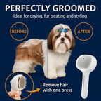 Dog Shower Brush, Freshfur Shower Brush + Bathing Solution, 3 in 1 Self Cleaning Steamy Pet Brushes, Dog Grooming Tool for Long & Short Hair, Removes Loose Hair Reduces Shedding (White)