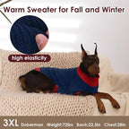 Dog Sweaters for Large Dogs XXXL, Warm Dog Sweater with Harness Hole, Christmas Pullover Sweaters for Dogs Boy Girl, Winter Turtleneck Pet Jumper for Doberman, Great Dane, NavyBlue 4XL