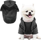 Jecikelon Pet Dog Cold Weather Coat with Pocket Winter Dog Hoodie Warm Puppy Clothes for Small Dogs Chihuahua Clothing (Medium, Y02-Black)