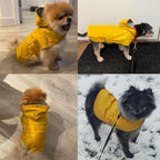 Dog Raincoat Dog Rain Jacket Poncho Waterproof Pet Rain Suit Double Layer Breathable Lining Hooded Leash Hole Adjustable for Medium Dogs,Yellow,XXXL