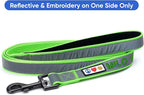 Pawtitas Personalized Dog Leash Embroidered Customize Your Pet Name & Phone Number Puppy Reflective 6 ft Long Small Green Custom Tag Name, Green Reflective 🔦 Padded