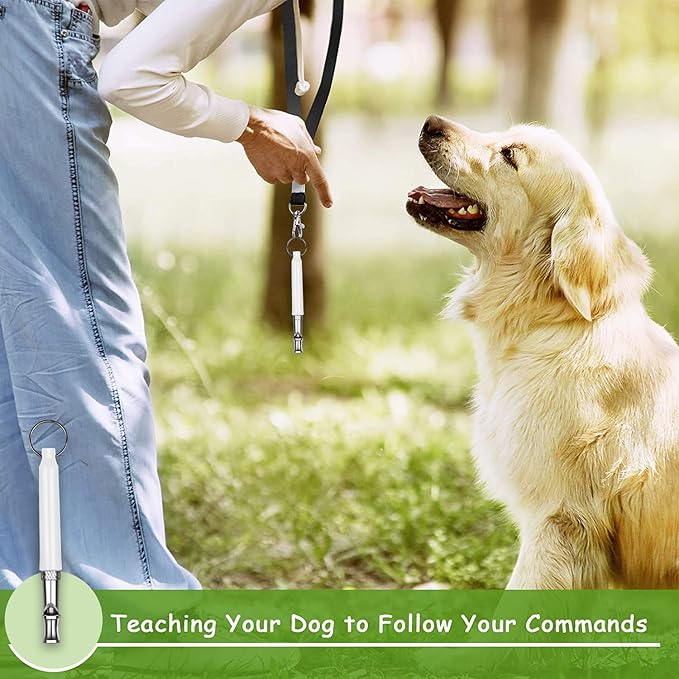 2 Pack Dog Whistle, Dog Whistle to Stop Barking Neighbors Dog, Adjustable Ultrasonic Silent Dog Training Whistles(Black and White with Lanyard)