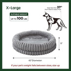 BALANCE Luxury Donut Dog Bed, 43 Inches Round Dog Beds Large Sized Dogs Washable, Orthopedic Calming Dogs Bed for Pets with Anti-Slip Bottom, Gray